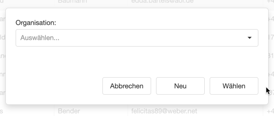 Organisation wählen