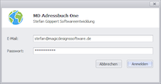 MD Adressbuch One Benutzeranmeldung